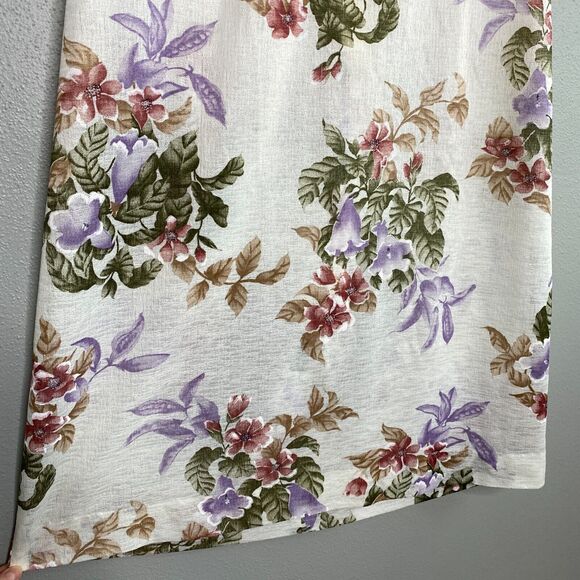 VTG Mynette Women's 14 Dress Sheer Tropical Floral Cream Flutter Sleeve 70's - Picture 6 of 14